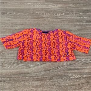 ❤️Asos Orange Embroidered sheer crop size 6
